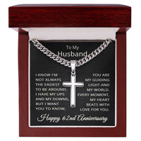 Load image into Gallery viewer, 62nd Anniversary Gift for Husband - Cuban Link Cross Chain for Men, Stainless Steel
