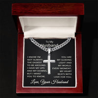 Load image into Gallery viewer, Husband Love Your Husband Necklace for Husband To My Husband Gift for Him Men Jewelry Cuban Link Chain with Cross Pendant
