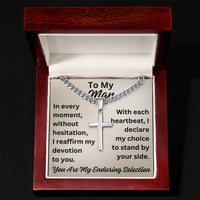Load image into Gallery viewer, To My Man Necklace Valentine's Day Gifts for Him Husband Christmas Gifts for Him You Are My Enduring Selection Men Cross Necklace on Cuban Chain ShineOn Fulfillment
