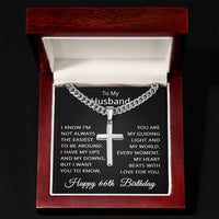 Load image into Gallery viewer, 66th Birthday Gifts for Husband – To My Husband Cross Necklace – Men’s Stainless Steel Cuban Link Chain
