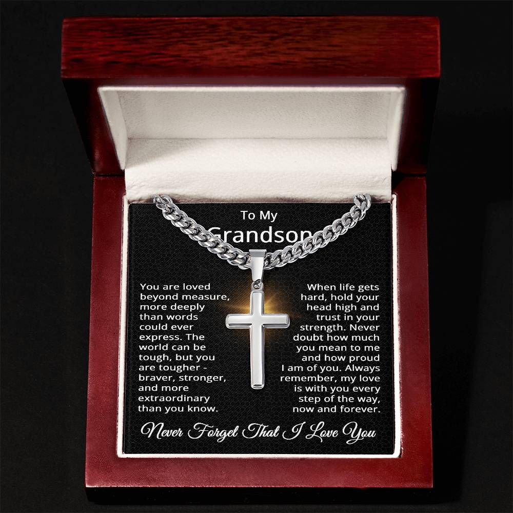 To My Grandson Cross Necklace from Grandparents