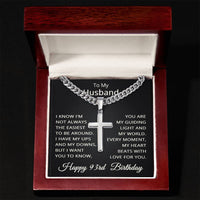 Load image into Gallery viewer, 93rd Birthday Gifts for Husband – To My Husband Cross Necklace – Men’s Stainless Steel Cuban Link Chain
