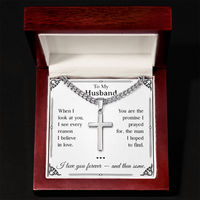 Load image into Gallery viewer, To My Husband Cross Necklace - Men's Adjustable Stainless Steel Cuban Link Chain for Valentines Day, Anniversary, Christmas, Birthday
