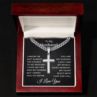 Load image into Gallery viewer, To My Husband Necklace - Valentines Day Jewelry for Husband - Cuban Link Chain with Cross for Men
