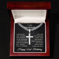 Load image into Gallery viewer, 52nd Birthday Gifts for Husband – To My Husband Cross Necklace – Men’s Stainless Steel Cuban Link Chain
