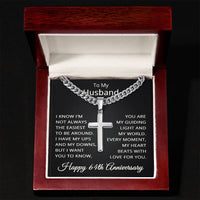 Load image into Gallery viewer, 64th Anniversary Gift for Husband - Cuban Link Cross Chain for Men, Stainless Steel
