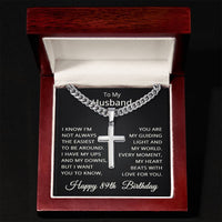 Load image into Gallery viewer, 89th Birthday Gifts for Husband – To My Husband Cross Necklace – Men’s Stainless Steel Cuban Link Chain
