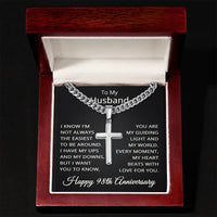 Load image into Gallery viewer, 98th Anniversary Gift for Husband - Cuban Link Cross Chain for Men, Stainless Steel
