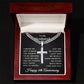 6th Anniversary Necklace for Husband 6 Years Anniversary Jewelry for Him Men Cuban Link Chain with Cross Pendant