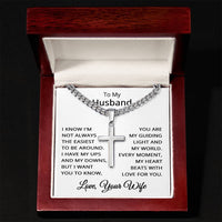 Load image into Gallery viewer, To My Husband Necklace Cross - Husband Gifts from Wife - Cuban Link Chain for Him
