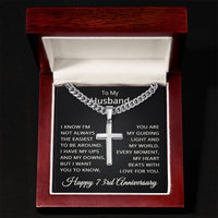 Load image into Gallery viewer, 73rd Anniversary Gift for Husband - Cuban Link Cross Chain for Men, Stainless Steel
