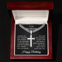 Load image into Gallery viewer, Birthday Gifts for Husband from Wife, To My Husband Cross Stainless Steel Cuban Link Necklace

