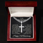 21st Anniversary Necklace for Husband 21 Years Anniversary Jewelry for Him Men Cuban Link Chain with Cross Pendant