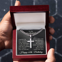 Load image into Gallery viewer, 68th Birthday Gifts for Husband – To My Husband Cross Necklace – Men’s Stainless Steel Cuban Link Chain
