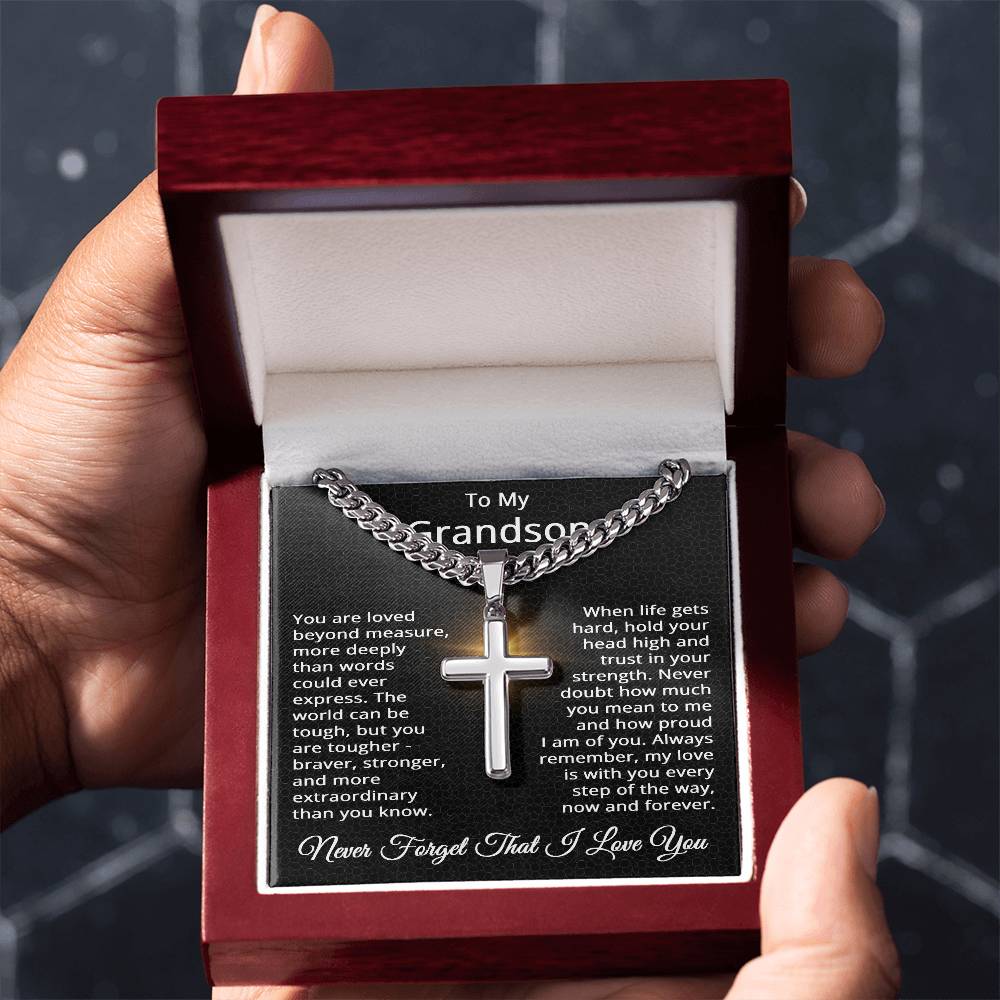To My Grandson Cross Necklace from Grandparents