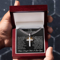 Load image into Gallery viewer, Grandson Cross Necklace from Grandparents - Grandson Gifts from Grandma - To My Grandson Jewelry
