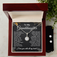 Load image into Gallery viewer, Granddaughter Necklace Set with Earrings Granddaughter Gifts from Grandma Graduation Gifts Birthday Wedding Christmas Keepsake from Grandpa Grandparents

