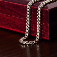 Load image into Gallery viewer, 5mm wide gold Cuban link chain for men in a luxury mahogany gift box
