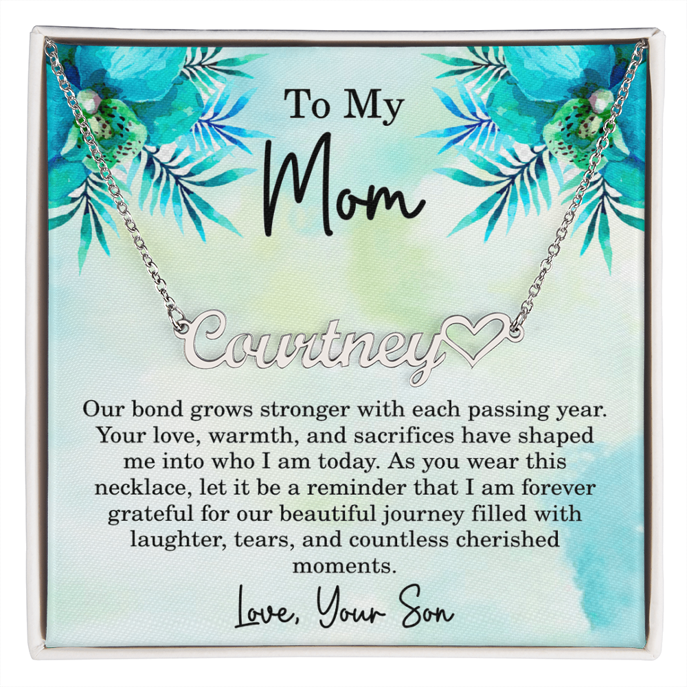 Personalized Necklace for Mom from Son – Custom Mothers Day Necklace - Name Jewelry for Mom