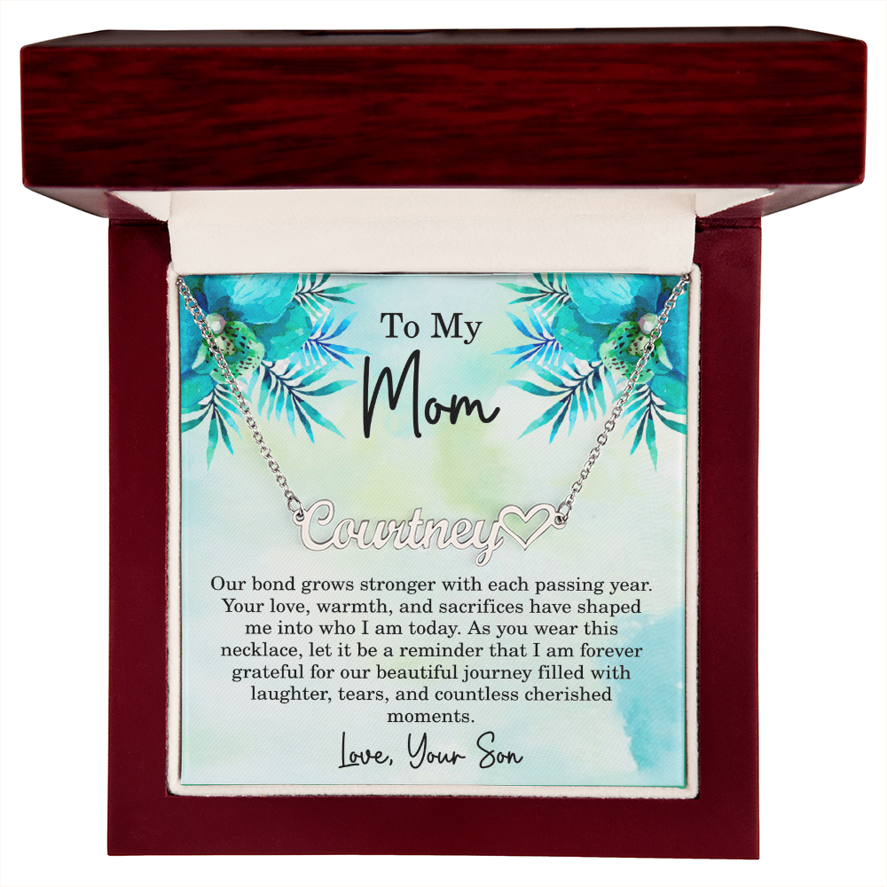 Personalized Necklace for Mom from Son – Custom Mothers Day Necklace - Name Jewelry for Mom