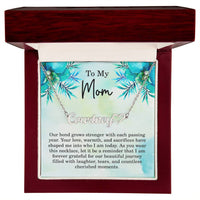 Load image into Gallery viewer, Personalized Mom Necklace with custom Gabriella name and heart in mahogany jewelry box
