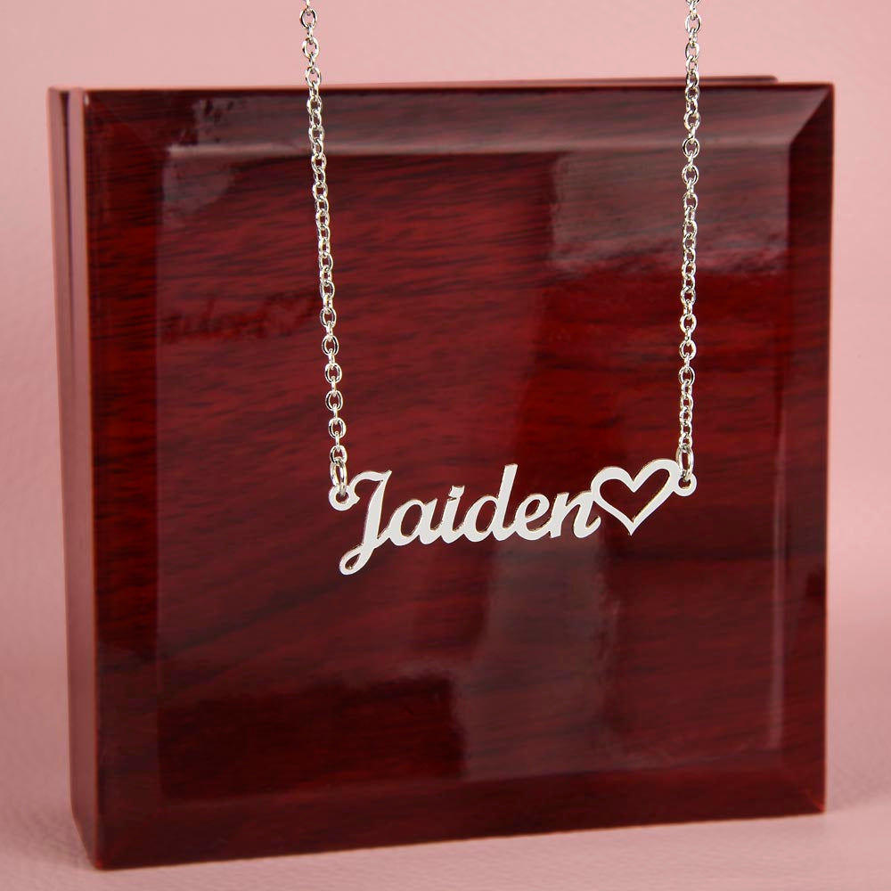 Personalized Name Necklace for Mom from Son – Custom Name and Birth Year Heart Necklace, Made in USA