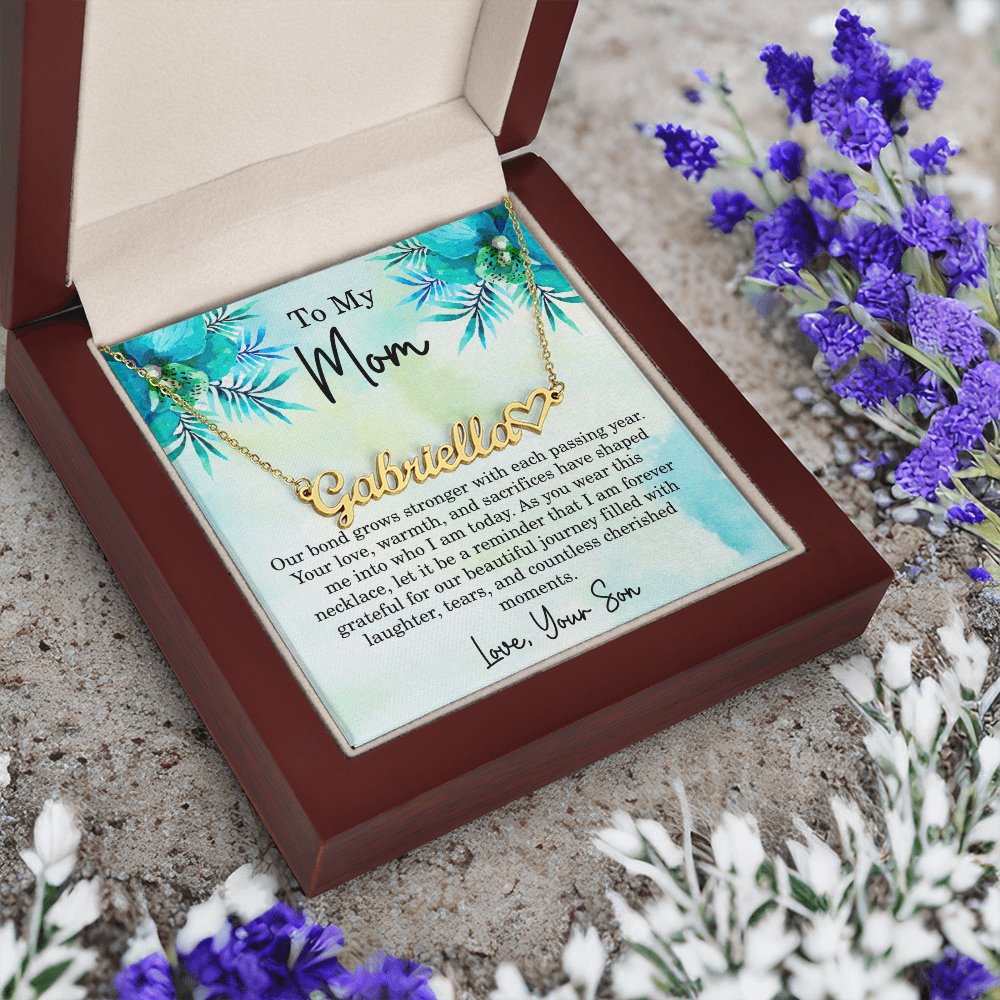 Personalized Necklace for Mom from Son – Custom Mothers Day Necklace - Name Jewelry for Mom
