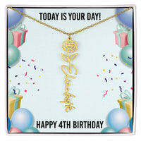 Load image into Gallery viewer, 4th Birthday Necklace for Women, Personalized Birth Flower Necklace, Birth Flower Name Necklace, Personalized Birthday Gifts for Best Friend
