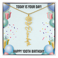 Load image into Gallery viewer, 100th Birthday Necklace for Women, Personalized Birth Flower Necklace, Birth Flower Name Necklace, Personalized Birthday Gifts for Best Friend
