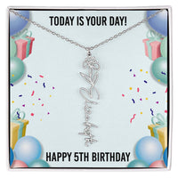 Load image into Gallery viewer, 5th Birthday Necklace for Women, Personalized Birth Flower Necklace, Birth Flower Name Necklace, Personalized Birthday Gifts for Best Friend
