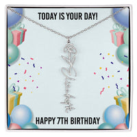 Load image into Gallery viewer, 7th Birthday Necklace for Women, Personalized Birth Flower Necklace, Birth Flower Name Necklace, Personalized Birthday Gifts for Best Friend
