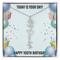 Load image into Gallery viewer, 100th Birthday Necklace for Women, Personalized Birth Flower Necklace, Birth Flower Name Necklace, Personalized Birthday Gifts for Best Friend
