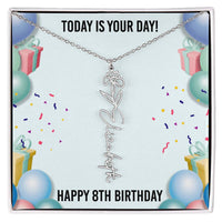 Load image into Gallery viewer, 8th Birthday Necklace for Women, Personalized Birth Flower Necklace, Birth Flower Name Necklace, Personalized Birthday Gifts for Best Friend
