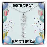 Load image into Gallery viewer, 12th Birthday Necklace for Women, Personalized Birth Flower Necklace, Birth Flower Name Necklace, Personalized Birthday Gifts for Best Friend
