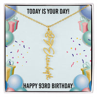 Load image into Gallery viewer, 93rd Birthday Necklace for Women, Personalized Birth Flower Necklace, Birth Flower Name Necklace, Personalized Birthday Gifts for Best Friend

