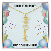 Load image into Gallery viewer, 5th Birthday Necklace for Women, Personalized Birth Flower Necklace, Birth Flower Name Necklace, Personalized Birthday Gifts for Best Friend
