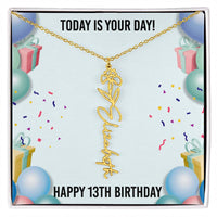 Load image into Gallery viewer, 13th Birthday Necklace for Women, Personalized Birth Flower Necklace, Birth Flower Name Necklace, Personalized Birthday Gifts for Best Friend
