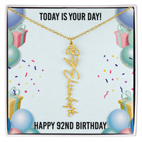 Load image into Gallery viewer, 92nd Birthday Necklace for Women, Personalized Birth Flower Necklace, Birth Flower Name Necklace, Personalized Birthday Gifts for Best Friend
