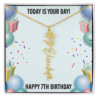 Load image into Gallery viewer, 7th Birthday Necklace for Women, Personalized Birth Flower Necklace, Birth Flower Name Necklace, Personalized Birthday Gifts for Best Friend
