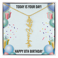 Load image into Gallery viewer, 8th Birthday Necklace for Women, Personalized Birth Flower Necklace, Birth Flower Name Necklace, Personalized Birthday Gifts for Best Friend
