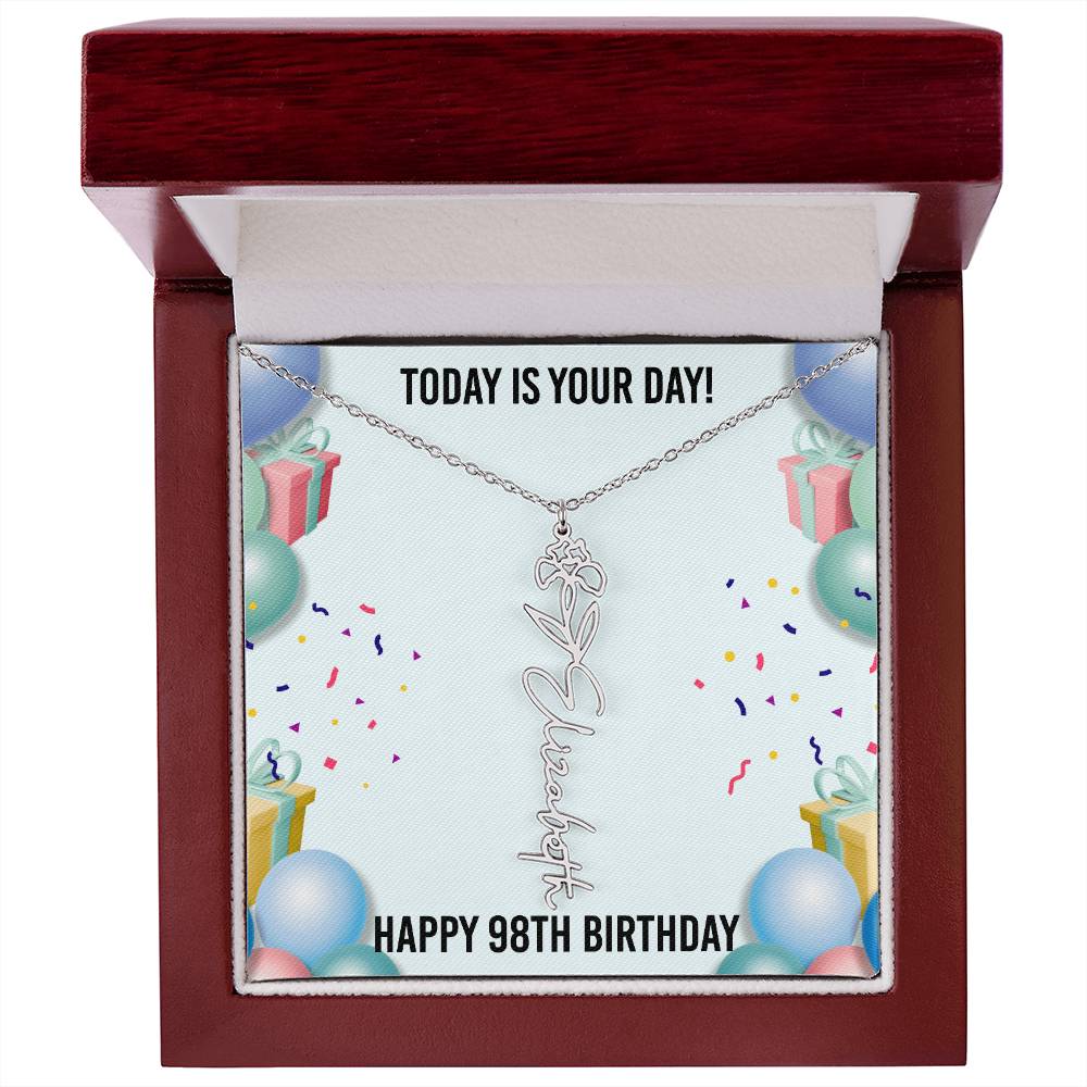98th Birthday Necklace for Women, Personalized Birth Flower Necklace, Birth Flower Name Necklace, Personalized Birthday Gifts for Best Friend