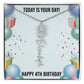 4th Birthday Necklace for Women, Personalized Birth Flower Necklace, Birth Flower Name Necklace, Personalized Birthday Gifts for Best Friend