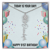 Load image into Gallery viewer, 91st Birthday Necklace for Women, Personalized Birth Flower Necklace, Birth Flower Name Necklace, Personalized Birthday Gifts for Best Friend
