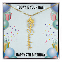 Load image into Gallery viewer, 7th Birthday Necklace for Women, Personalized Birth Flower Necklace, Birth Flower Name Necklace, Personalized Birthday Gifts for Best Friend
