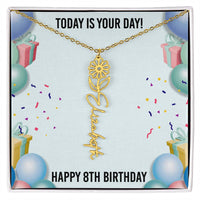 Load image into Gallery viewer, 8th Birthday Necklace for Women, Personalized Birth Flower Necklace, Birth Flower Name Necklace, Personalized Birthday Gifts for Best Friend
