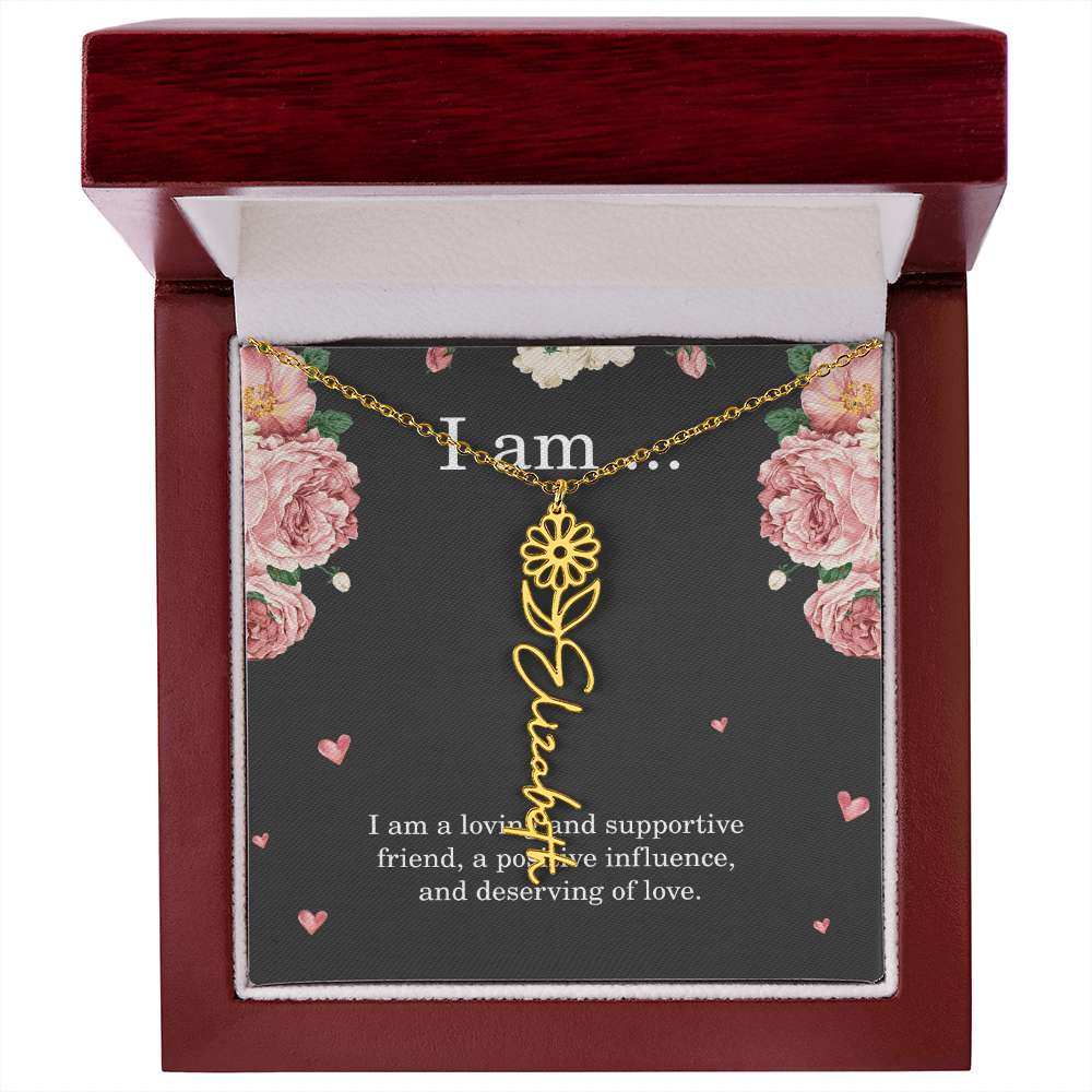 Personalized Birth Flower Necklace for Friend with Custom Name – Best Friend Birthday Gift Jewelry