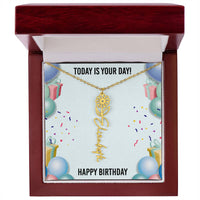 Load image into Gallery viewer, Happy Birthday Necklace for Women, Personalized Birth Flower Necklace, Birth Flower Name Necklace, Personalized Birthday Gifts for Best Friend
