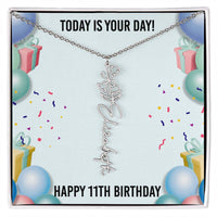 Load image into Gallery viewer, 11th Birthday Necklace for Women, Personalized Birth Flower Necklace, Birth Flower Name Necklace, Personalized Birthday Gifts for Best Friend

