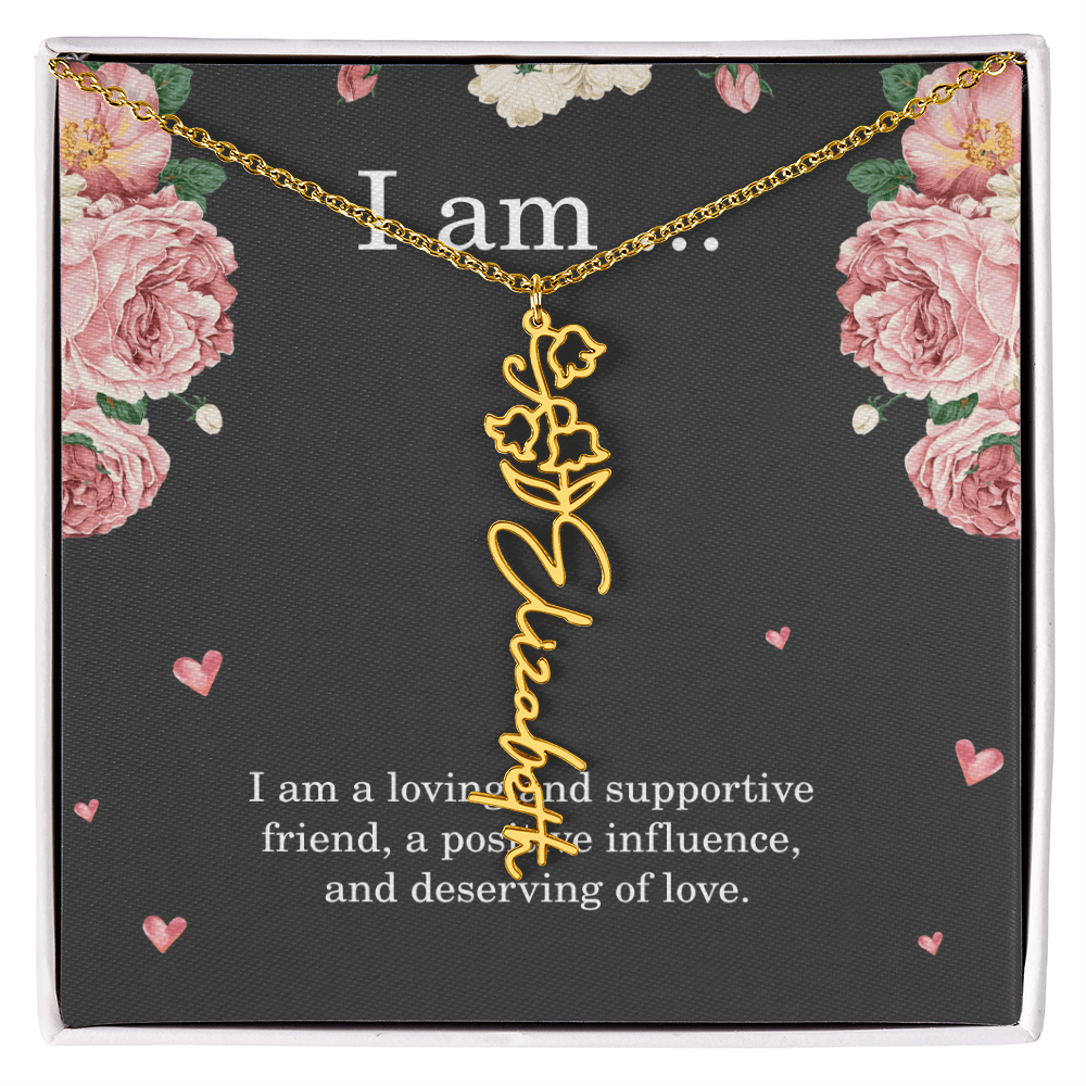 Personalized Birth Flower Necklace for Friend with Custom Name – Best Friend Birthday Gift Jewelry