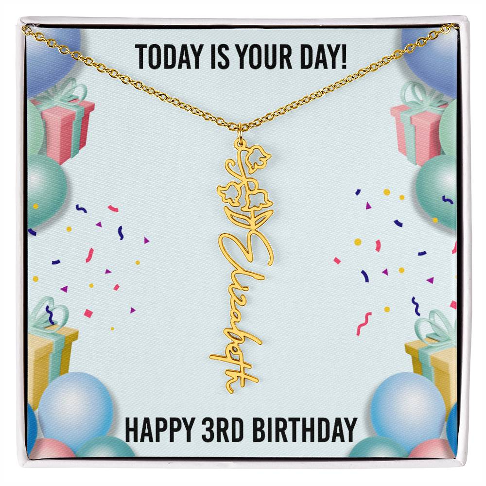 3rd Birthday Necklace for Women, Personalized Birth Flower Necklace, Birth Flower Name Necklace, Personalized Birthday Gifts for Best Friend